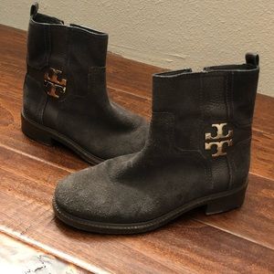 Tory Burch brown leather and suede short boots